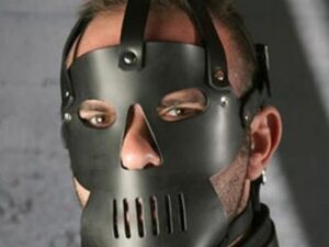 Кожаная бдсм маска для палача черная