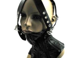 Черный бдсм намордник из экокожи