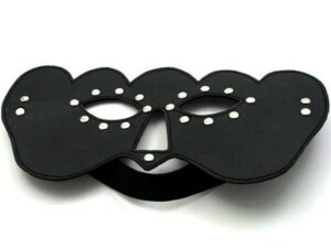 Черная маска бандита кожаная