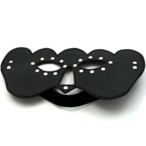 Черная маска бандита кожаная