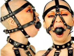 Кожаный черный кляп для рта