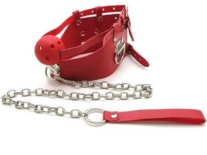 Современный красный кляп для рта с цепью