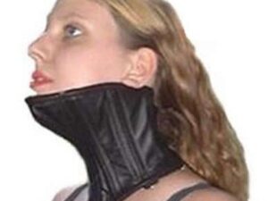 Черный ошейник-корсет из кожи