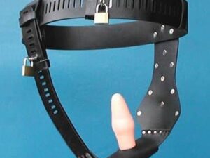 Черный женский пояс целомудрия с пробкой