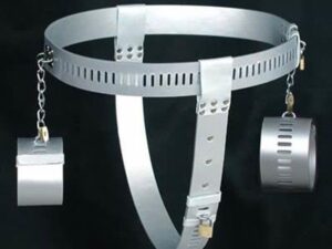 Серебряный женский пояс верности с наручниками