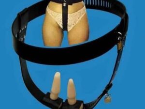 Черный женский пояс верности с двумя пробками