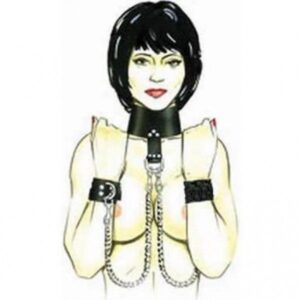 Черный кожаный бондаж с 2-мя цепочками