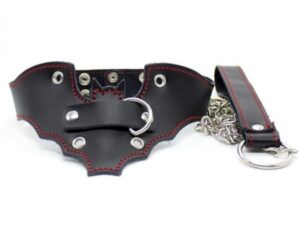 Ошейник с металлической цепью и поводком