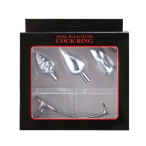 Набор анальных пробок серебристого цвета