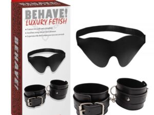 Набор бдсм из маски и наручников черного цвета