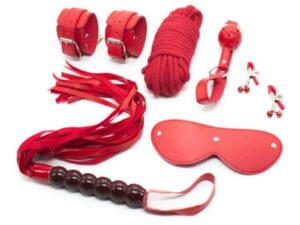 Набор для бдсм игр из 6-ти предметов красный
