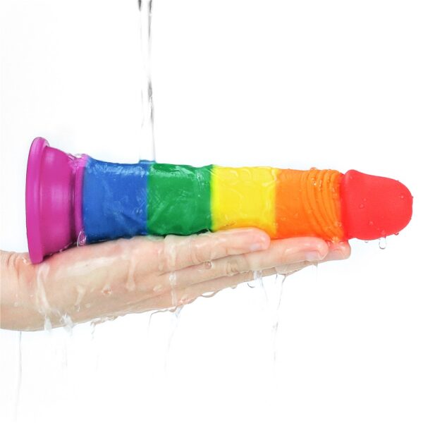 Фаллоимитатор на присоске радужный LGBT - Зображення 6