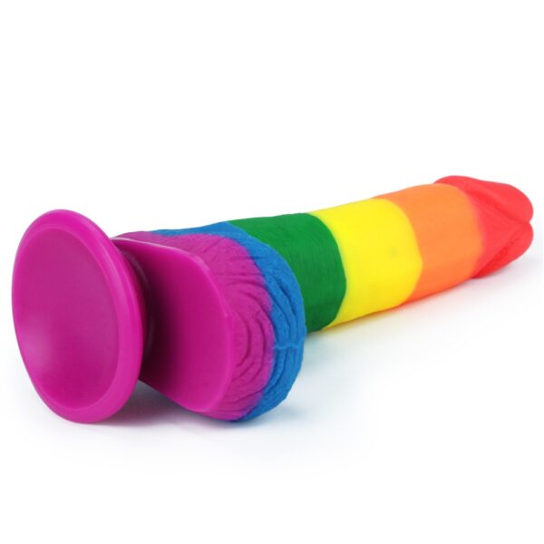 Фаллоимитатор на присоске радужный LGBT 20 см - Зображення 4