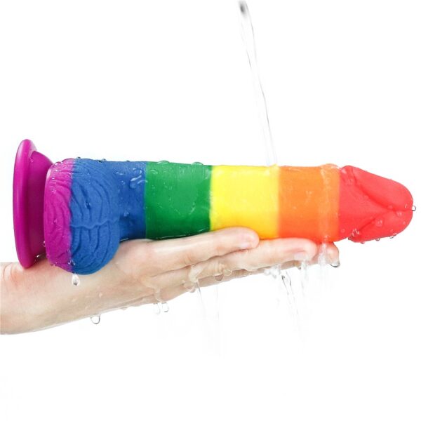 Фаллоимитатор на присоске радужный LGBT 20 см - Зображення 8